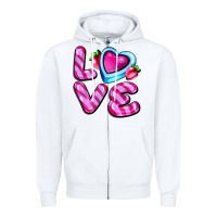White love with strawberry candy Zipper Hoodie - AdoDesignShop