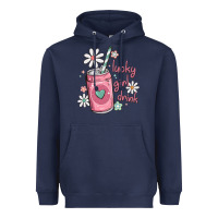 Navy lucky girl drink Heavyweight Hoodie - MaliasSmallBusiness