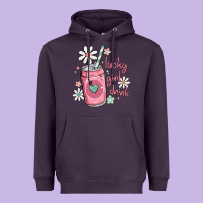 Lucky Girl Drink Heavyweight Hoodie Designed By Maliassmallbusiness