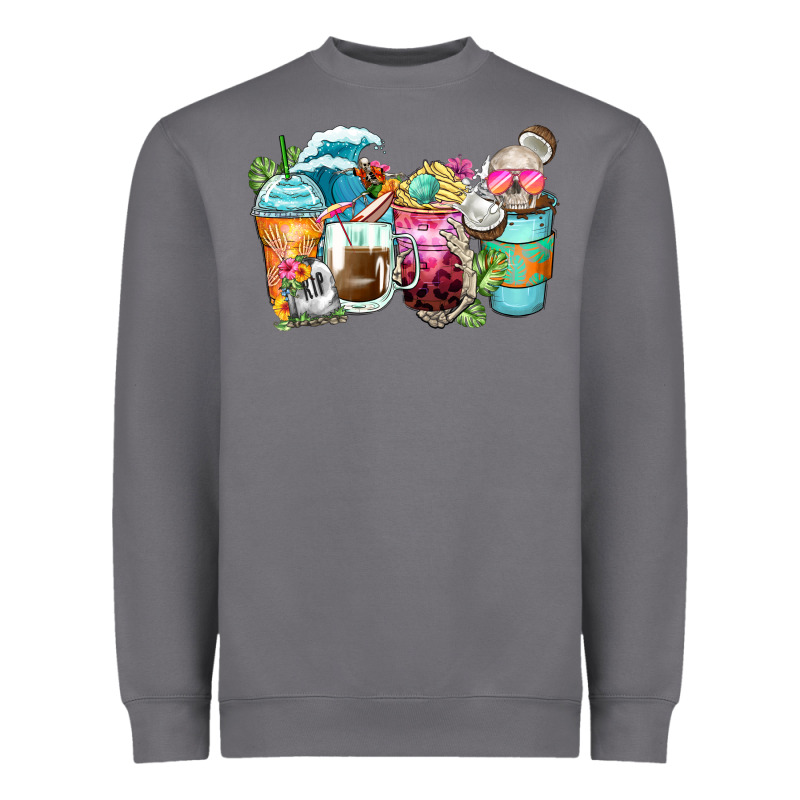 Skeleton Summer Coffee Cups Heavyweight Sweatshirt by Zillion Design Studio | Teevron