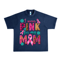 Navy I Wear Pink For My Mom with Butterfly Urban Heavy Tee - texasbilliewilder
