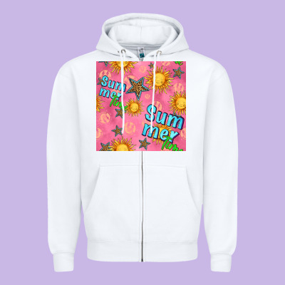 Summer Time Of The Sun Seamless Pattern Zipper Hoodie Designed By Bundleandbundleshop