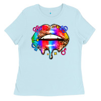 Baby Blue pride lips Ladies Tee - AdoDesignShop