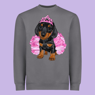 Heavyweight Sweatshirt balerina dachshund with tutu