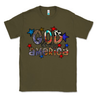 Army Green god bless america Classic Tee - CowhideDigitalArt