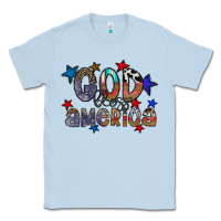 Dusty Blue god bless america Classic Tee - CowhideDigitalArt