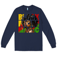 Navy black mom magic juneteenth Long Sleeve Tee - HRA Design Shop