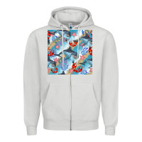 Dove Grey dolphin and crab seamless pattern Zipper Hoodie - BundleAndBundleShop