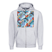 Heather Grey dolphin and crab seamless pattern Zipper Hoodie - BundleAndBundleShop