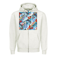 Oatmeal Heather dolphin and crab seamless pattern Zipper Hoodie - BundleAndBundleShop