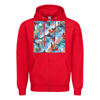 Red dolphin and crab seamless pattern Zipper Hoodie - BundleAndBundleShop