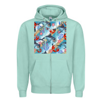 Seafoam dolphin and crab seamless pattern Zipper Hoodie - BundleAndBundleShop
