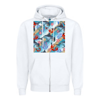 White dolphin and crab seamless pattern Zipper Hoodie - BundleAndBundleShop