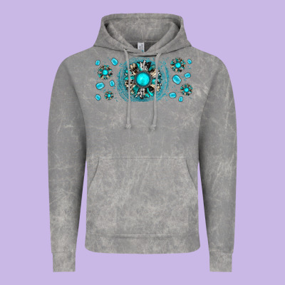Turquoise Gemstone Sunflower Vintage Hoodie Designed By Jahusdesignshop