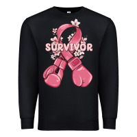 Black survivor breast cancer with boxing gloves Premium Sweatshirt - MaliasSmallBusiness