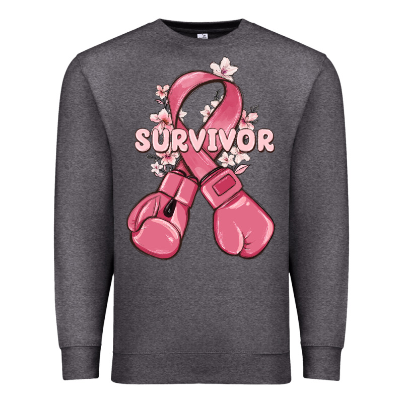 Survivor Breast Cancer With Boxing Gloves Premium Sweatshirt by MaliasSmallBusiness | Teevron