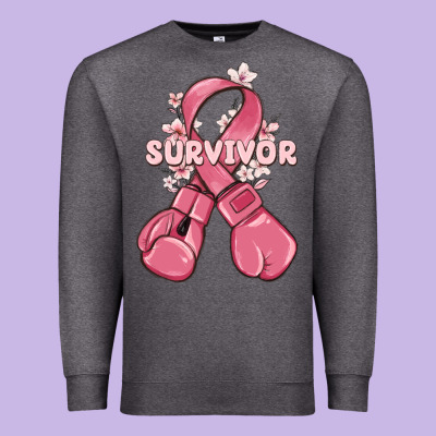 Survivor Breast Cancer With Boxing Gloves Premium Sweatshirt Designed By Maliassmallbusiness