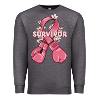 Charcoal Heather survivor breast cancer with boxing gloves Premium Sweatshirt - MaliasSmallBusiness