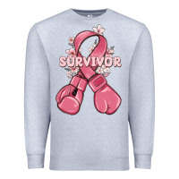 Heather Grey survivor breast cancer with boxing gloves Premium Sweatshirt - MaliasSmallBusiness