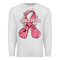 Oatmeal Heather survivor breast cancer with boxing gloves Premium Sweatshirt - MaliasSmallBusiness