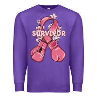 Purple survivor breast cancer with boxing gloves Premium Sweatshirt - MaliasSmallBusiness
