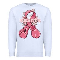 White survivor breast cancer with boxing gloves Premium Sweatshirt - MaliasSmallBusiness