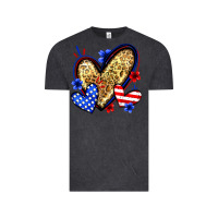 Vintage Black American flag heart leopard Vintage Tee - Zillion Design Studio