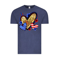 Vintage Denim American flag heart leopard Vintage Tee - Zillion Design Studio