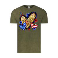 Vintage Olive American flag heart leopard Vintage Tee - Zillion Design Studio