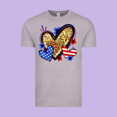 American Flag Heart Leopard Vintage Tee Designed By Zillion Design Studio