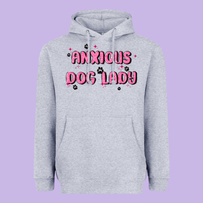 Anxious Dog Lady Heavyweight Hoodie Designed By Maliassmallbusiness