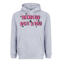 Heather Grey anxious dog lady Heavyweight Hoodie - MaliasSmallBusiness