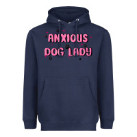 Navy anxious dog lady Heavyweight Hoodie - MaliasSmallBusiness