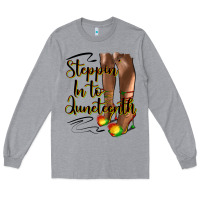 Heather Grey steppin' in to juneteenth heels Long Sleeve Tee - HRA Design Shop