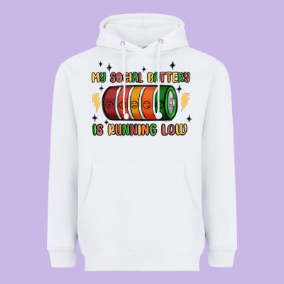 Social Battery Heavyweight Hoodie Designed By Maliassmallbusiness