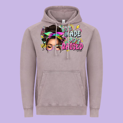 80s Made 90s Raised Messy Bun Vintage Hoodie Designed By Texasbilliewilder