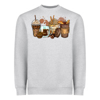 Heather Grey leopard coffee cups Heavyweight Sweatshirt - Zillion Design Studio