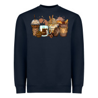 Navy leopard coffee cups Heavyweight Sweatshirt - Zillion Design Studio