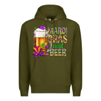 Army Green Mardi Gras and beer Premium Hoodie - BundleAndBundleShop