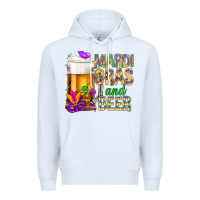 White Mardi Gras and beer Premium Hoodie - BundleAndBundleShop