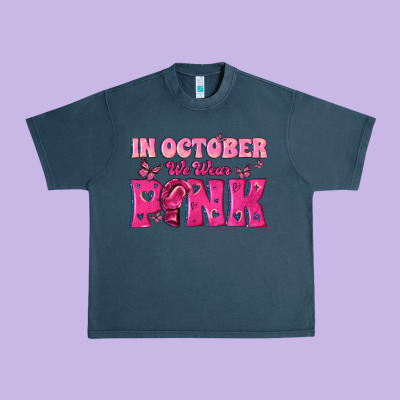 In October We Wear Pink Urban Heavy Tee Designed By Texasbilliewilder