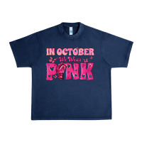 Navy In October We Wear Pink Urban Heavy Tee - texasbilliewilder
