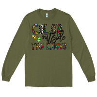 Army Green color outside the lines Long Sleeve Tee - CowhideDigitalArt