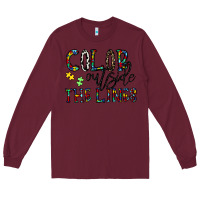 Burgundy color outside the lines Long Sleeve Tee - CowhideDigitalArt
