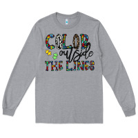 Heather Grey color outside the lines Long Sleeve Tee - CowhideDigitalArt