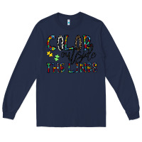 Navy color outside the lines Long Sleeve Tee - CowhideDigitalArt