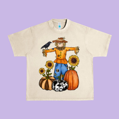 Pumpkin Sunflower Fall Scarecrow Urban Heavy Tee Designed By Ranaportraitstore