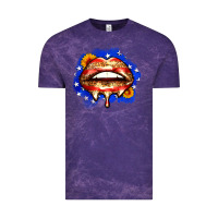 Cloud Purple leopard american flag lips Vintage Tee - Zillion Design Studio