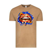 Leopard American Flag Lips Vintage Tee | Teevron