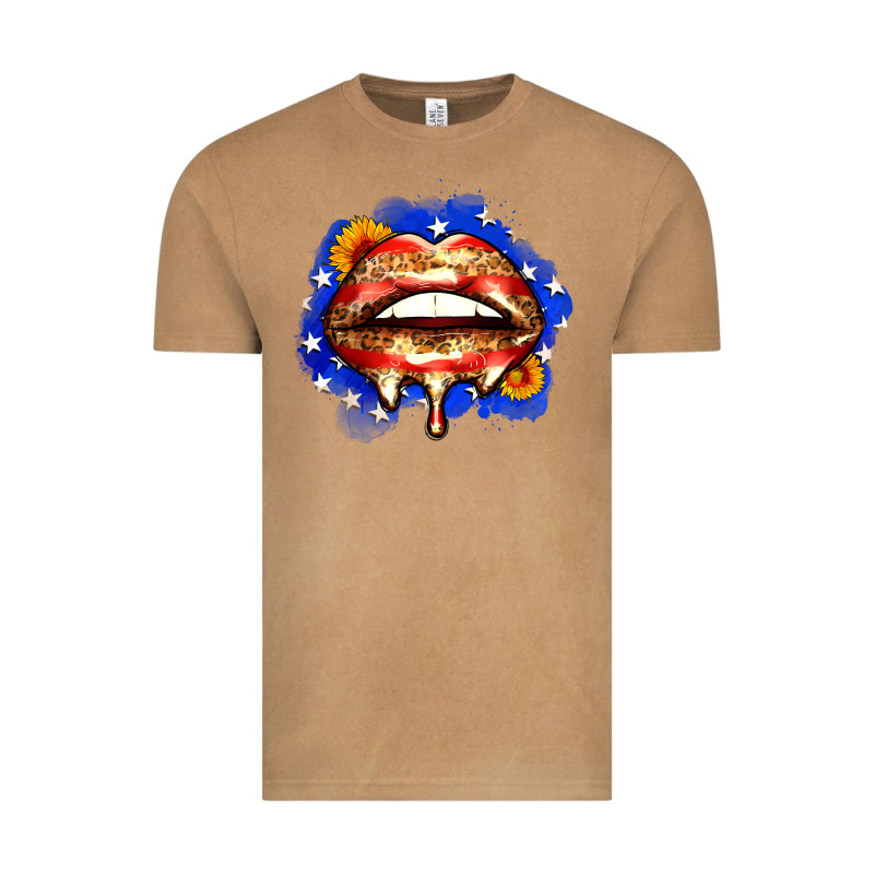 Leopard American Flag Lips Vintage Tee by Zillion Design Studio | Teevron